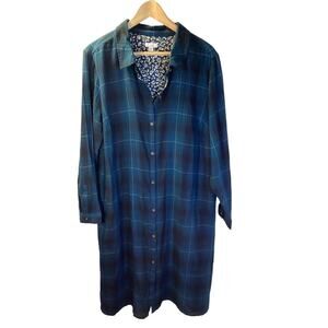 J. Jill Blue Plaid Midi Dress